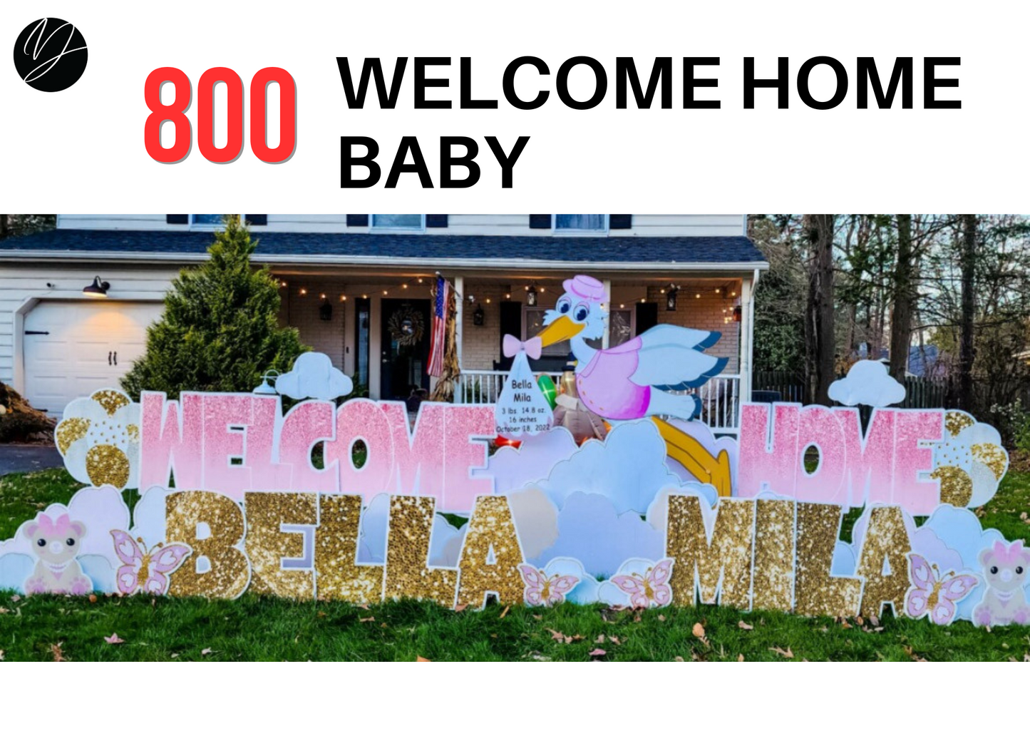 800 Welcome Home | Baby includes Stork