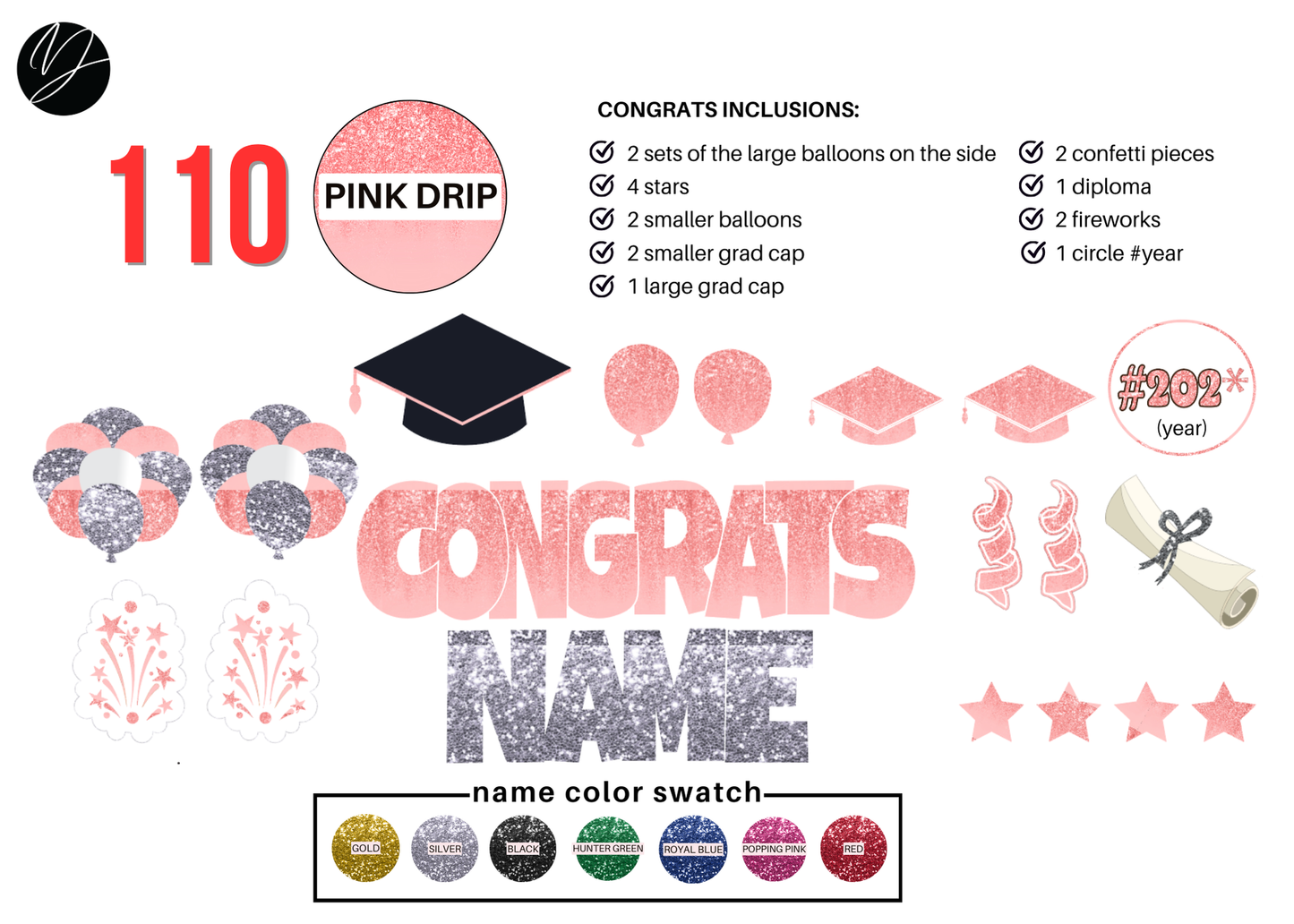 110 Pink Drip Congrats