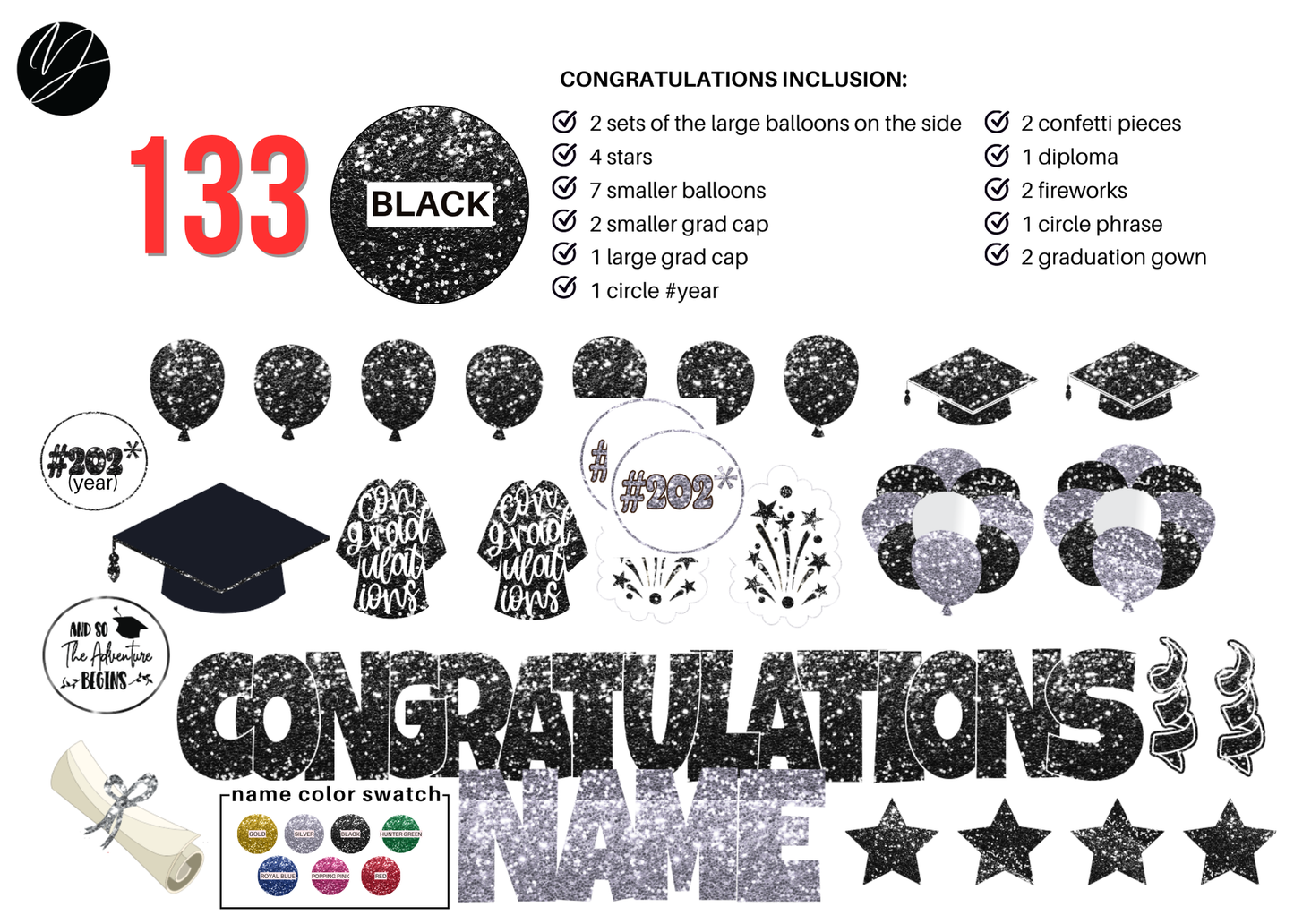 133 Black Congratulations