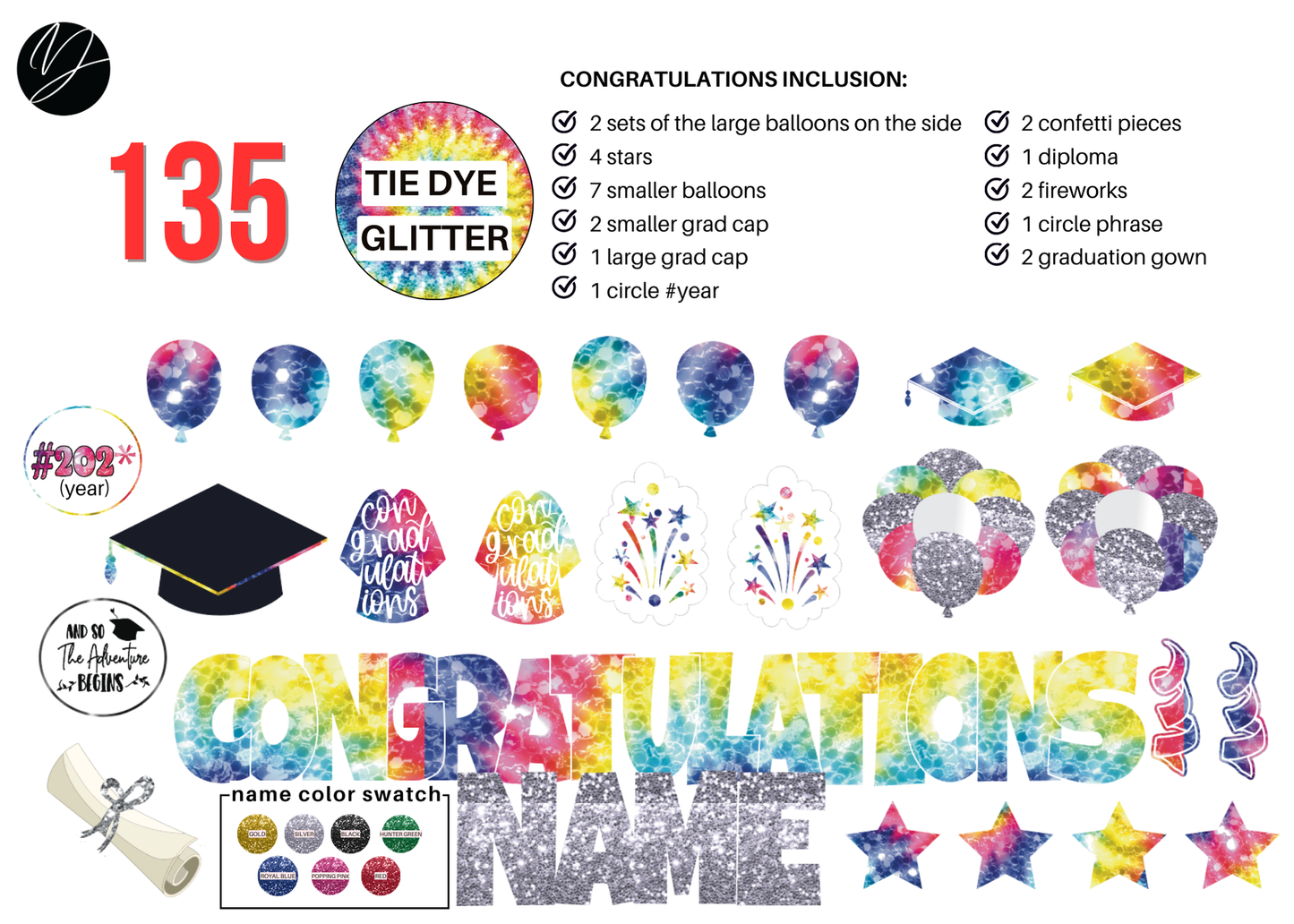135 Tie Dye Congratulations