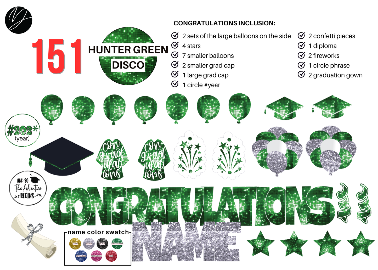 151 Hunter Green Disco Congratulations