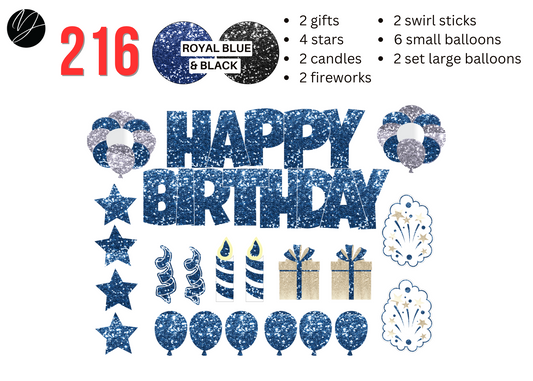 216 ROYAL BLUE & BLACK GLITTER