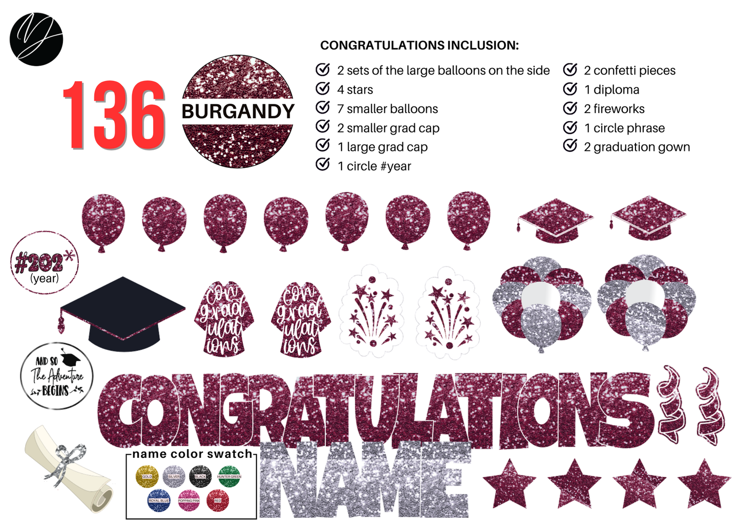 136 Burgandy Congratulations