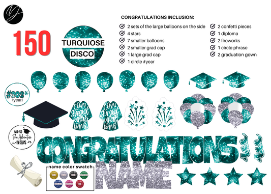 150 Turquiose Disco Congratulations